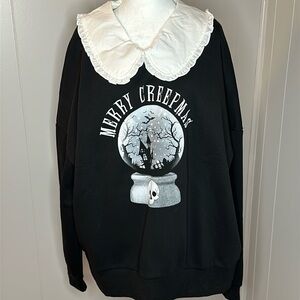 NWT Dolls Kill Grave Girls Snowglobe Nightmares Collared Sweatshirt